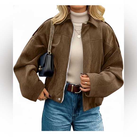 🆕Faux Suede Fashion Open Front Cropped Jacket - Picture 1 of 3